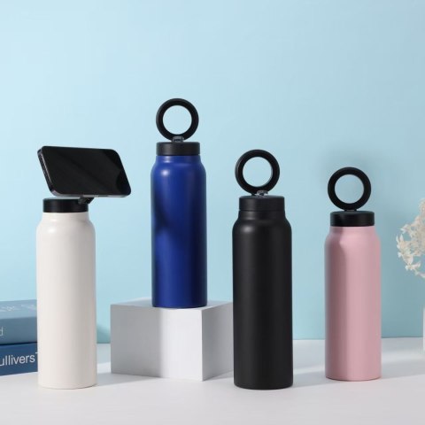 Butelka / bidon na wodę metal z uchwytem kompatybilnym z Magsafe 950ml różowy