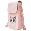 Etui na telefon portfel torebka zewstaw 3w1 Nimmy Big Eyed Pet 2.0 Cat różowe