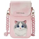 Etui na telefon portfel torebka zewstaw 3w1 Nimmy Big Eyed Pet 2.0 Cat różowe