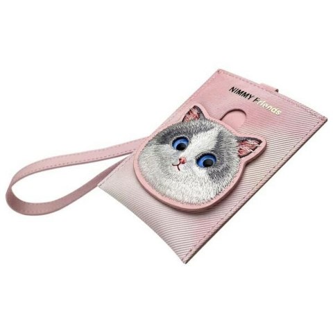 Etui na telefon portfel torebka zewstaw 3w1 Nimmy Big Eyed Pet 2.0 Cat różowe