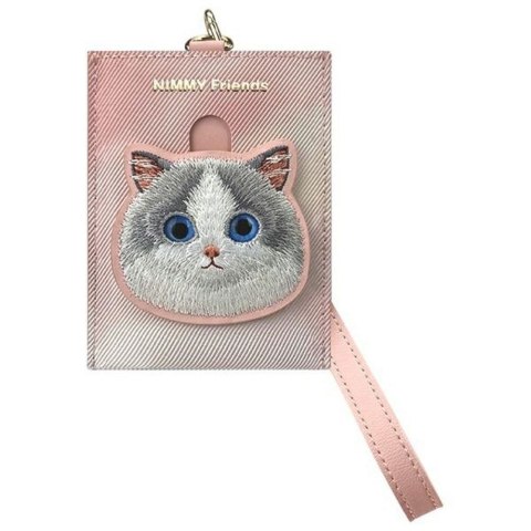 Etui na telefon portfel torebka zewstaw 3w1 Nimmy Big Eyed Pet 2.0 Cat różowe