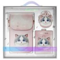 Etui na telefon portfel torebka zewstaw 3w1 Nimmy Big Eyed Pet 2.0 Cat różowe