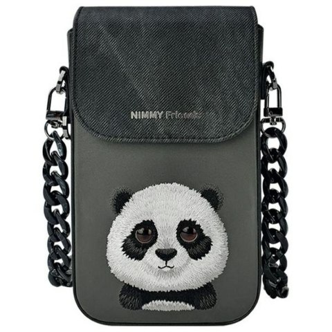 Etui na telefon portfel torebka zewstaw 3w1 Nimmy Big Eyed Pet 2.0 panda czarne