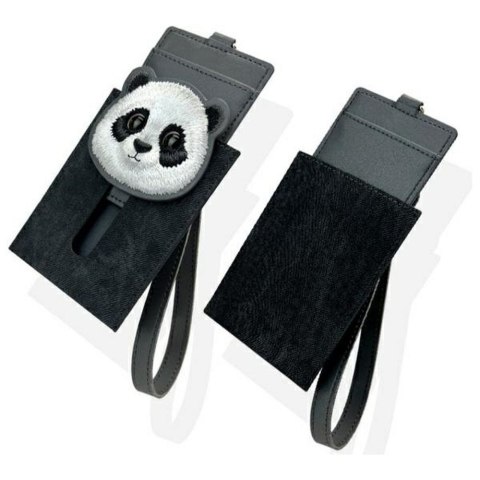 Etui na telefon portfel torebka zewstaw 3w1 Nimmy Big Eyed Pet 2.0 panda czarne