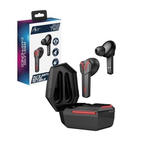 Słuchawki bezprzewodowe douszne Art gamingowe TWS + stacja dokująca ze złączem USB C AP-TW-G10 czarne