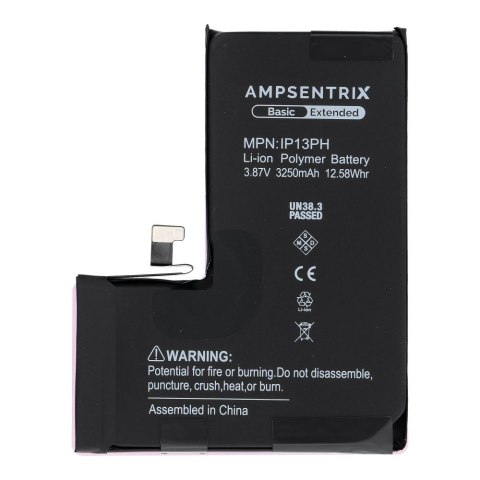 AmpSentrix Basic bateria do iPhone 13 Pro (zwiększona pojemność 3250 mAh)