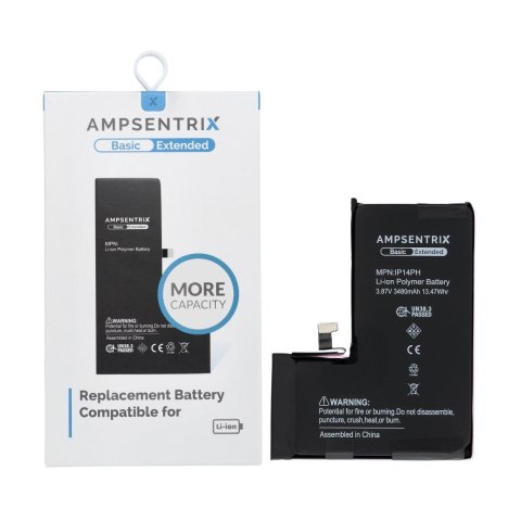 AmpSentrix Basic bateria do iPhone 14 Pro (zwiększona pojemność 3480 mAh)
