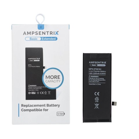 AmpSentrix Basic bateria do iPhone SE 2022 (zwiększona pojemność 2200 mAh)