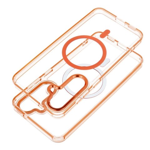 Etui na Samsung A36 Frame Clear Hybrid Mag Cover zgodny z MagSafe pomarańczowe