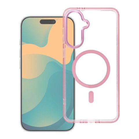 Etui na Samsung A37 Frame Cleear Hybrid Mag Cover zgodny z MagSafe pudrowy róż