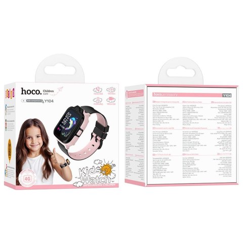 Smartwatch dla dzieci Hoco 1,69" 4G GPS z funkcją rozmowy Y104 różowy
