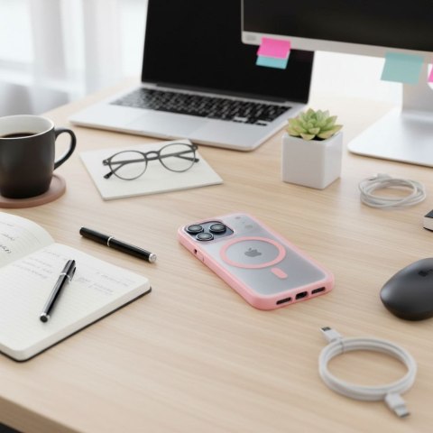 Etui na iPhone 16 Flexline Mag Cover zgodne z MagSafe różowe