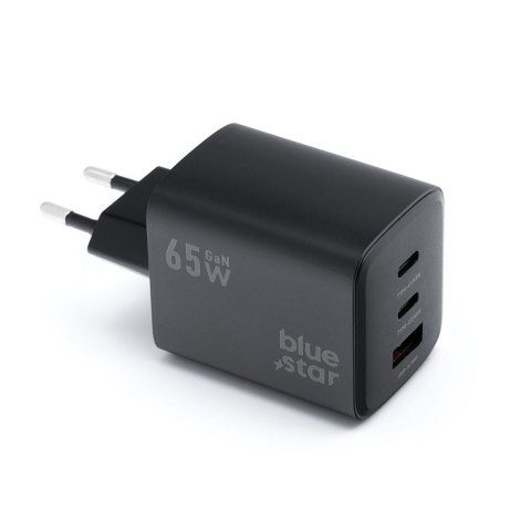 Ładowarka sieciowa do telefonu Blue Star GaN 2 x USB C + USB A QC4.0 PD 4A 65W VT-43 czarna