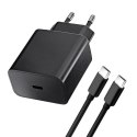 Ładowarka sieciowa do telefonu Blue Star USB C QC3.0 PD 3A 20W + kabel USB C do USB C TFB-TC-20WPD czarna