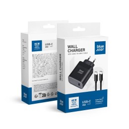 Ładowarka sieciowa do telefonu Blue Star USB C QC4.0 PD 3A 45W + kabel USB C do USB C TFB-TC-45WPD czarna
