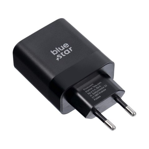 Ładowarka sieciowa do telefonu Blue Star USB C QC4.0 PD 3A 45W + kabel USB C do USB C TFB-TC-45WPD czarna