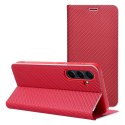 Etui z klapką na Huawei P30 LITE Luna Book Carbon czerwone