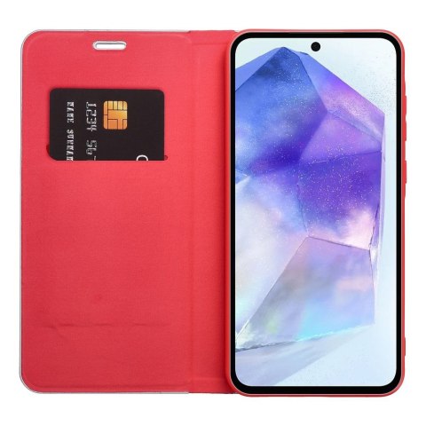 Etui z klapką na Huawei P30 LITE Luna Book Carbon czerwone