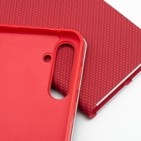 Etui z klapką na Huawei P30 LITE Luna Book Carbon czerwone