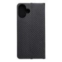 Etui z klapką na iPhone 16 PLUS Luna Book Carbon czarne