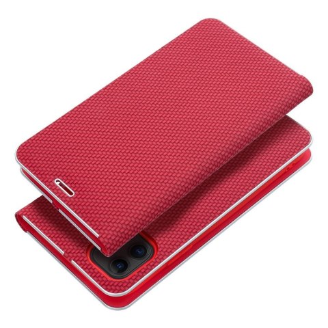 Etui z klapką na iPhone 16 PLUS Luna Book Carbon czerwone