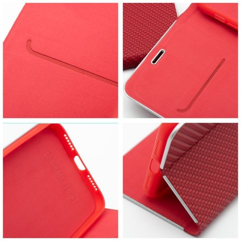 Etui z klapką na iPhone 16 PLUS Luna Book Carbon czerwone
