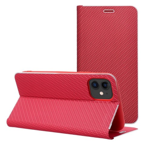 Etui z klapką na iPhone 17 / 18 Luna Book Carbon czerwone