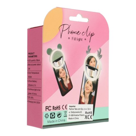 Lampa LED Ring do selfie na telefon RK12 zielony miś