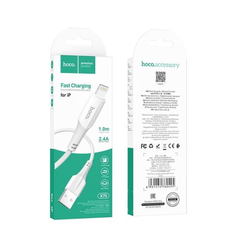 Kabel USB A do Lightning Hoco 2,4A 1 m X70 biały
