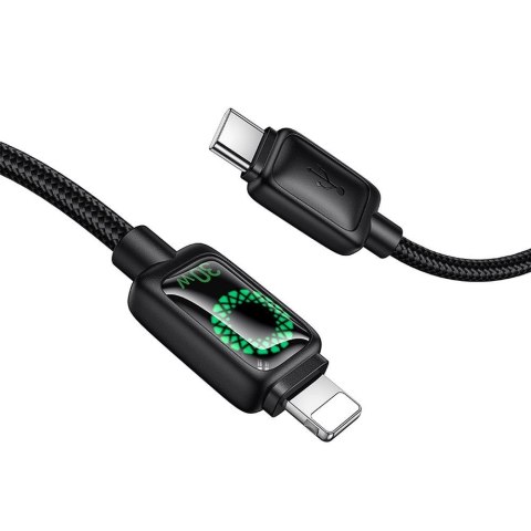 Kabel USB C do Lightning Hoco PD 30W 1,2 m z LCD U146 czarny