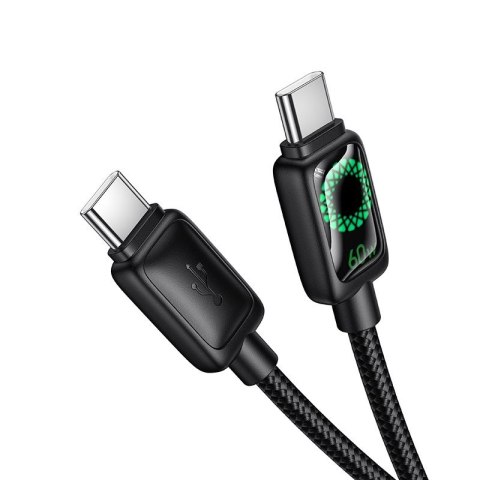 Kabel USB C do USB C Hoco 3A 60W 1,2 m z LCD U146 czarny