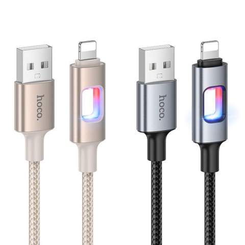 Kabel USB z diodami LED USB A do Lightning Hoco 2,4A 1,2 m U144 czarny