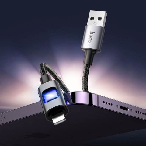 Kabel USB z diodami LED USB A do Lightning Hoco 2,4A 1,2 m U144 czarny