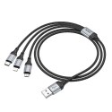 Kabel 3w1 USB A do Lightning / Micro USB / USB C Hoco 2,4A 1 m X102 czarny