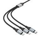 Kabel 3w1 USB A do Lightning / Micro USB / USB C Hoco 2,4A 1 m X102 czarny