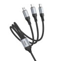 Kabel 3w1 USB A do Lightning / Micro USB / USB C Hoco 2,4A 1 m X102 czarny