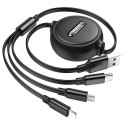 Kabel 3w1 USB A do Lightning / Micro USB / USB C Hoco 2A 1 m X75 czarny