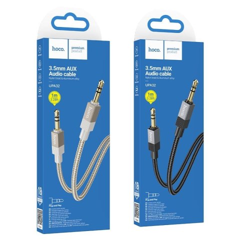 Kabel AUX Jack 3,5 mm (męski) do Jack 3,5 mm (męski) Hoco 1 m UPA32 czarny