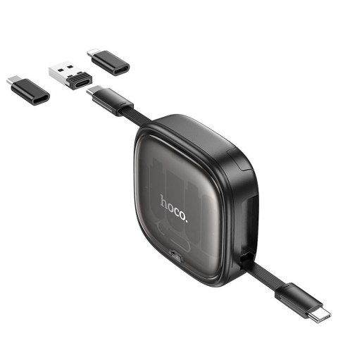 Kabel All-in-one Hoco PD 3A 60W 0,95 m zwijany w zestawie z wymiennymi końcówkami U140 czarny