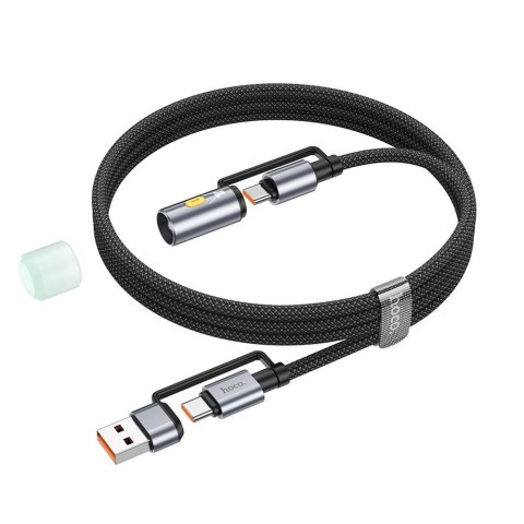 Kabel All-in-one USB A / USB C do USB C / LED Light Hoco 3A 60W 1,2 m U138 czarny