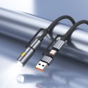 Kabel All-in-one USB A / USB C do USB C / LED Light Hoco 3A 60W 1,2 m U138 czarny