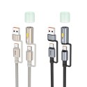 Kabel All-in-one USB A / USB C do USB C / LED Light Hoco 3A 60W 1,2 m U138 czarny