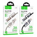 Kabel All-in-one USB A / USB C do USB C / LED Light Hoco 3A 60W 1,2 m U138 czarny
