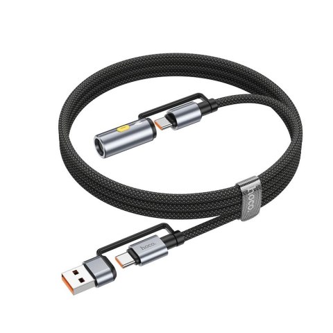 Kabel All-in-one USB A / USB C do USB C / zapalniczka samochodowa Hoco 3A 60W 1,2 m U138 czarny