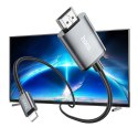 Kabel Lightning do HDMI Hoco 1080p 2 m UA27 stalowy szary