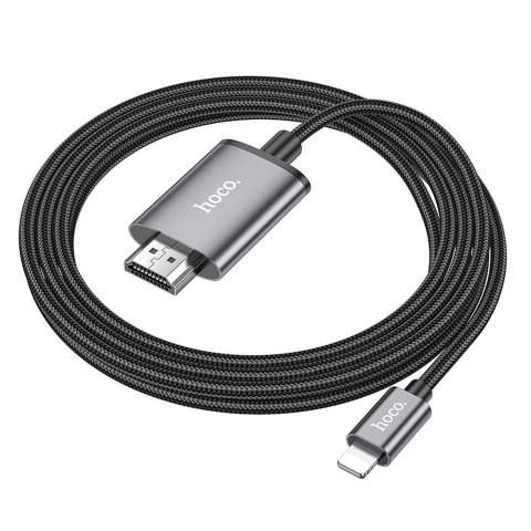 Kabel Lightning do HDMI Hoco 1080p 2 m UA27 stalowy szary