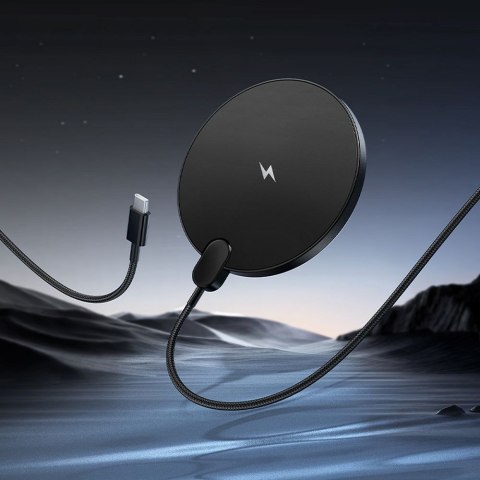 Ładowarka indukcyjna Hoco 15W z kablem USB C i wyświetlaczem CW62 czarna