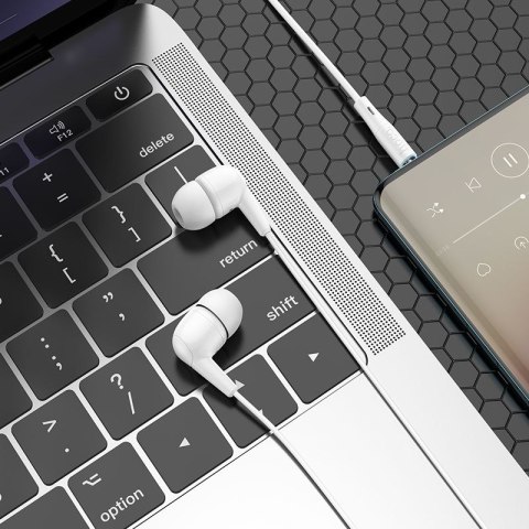 Słuchawki przewodowe douszne USB C Hoco M97 białe