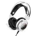 Słuchawki przewodowe nauszne Hoco gamingowe USB A + Jack 3,5 mm gamingowe 2 m W110 białe