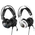 Słuchawki przewodowe nauszne Hoco gamingowe USB A + Jack 3,5 mm gamingowe 2 m W110 białe